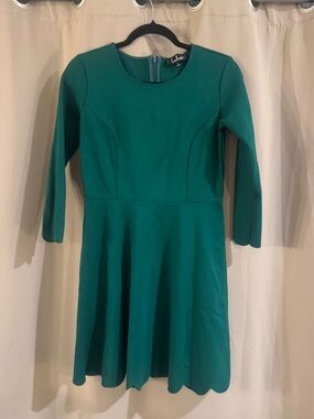 Lulu's Teal Green Long-Sleeve Fit & Flare Dress